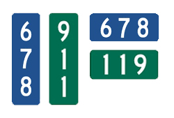911 Reflective Address Signs in blue and green